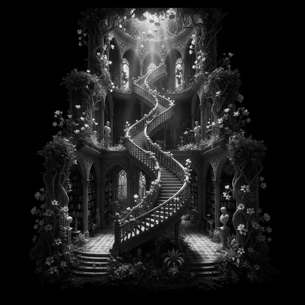 Mirrorworlds — Dream image: A Dreamlike Garden Staircase